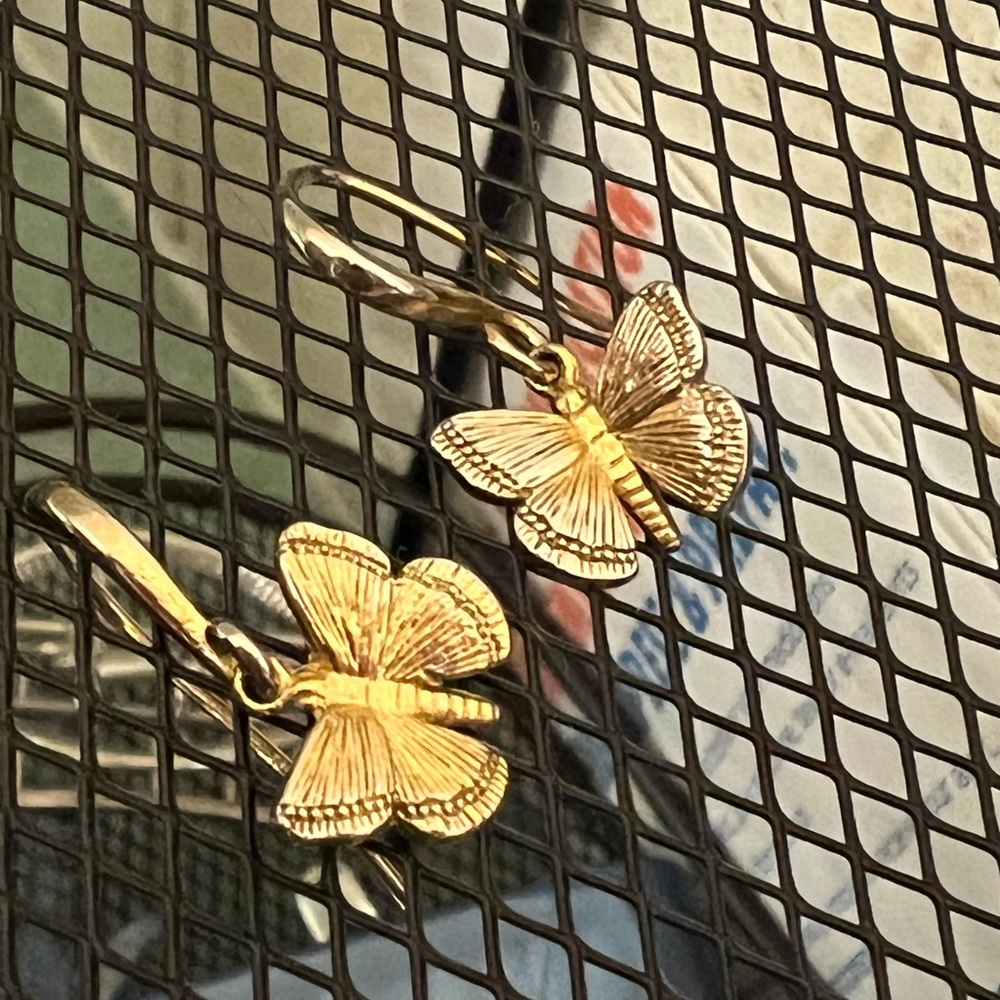 Francesca’s, Gold plated butterfly earrings, slightly worn, still good condition